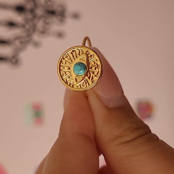 Boho Gold Opal Stone Ring Resizable - Picture 2 of 2